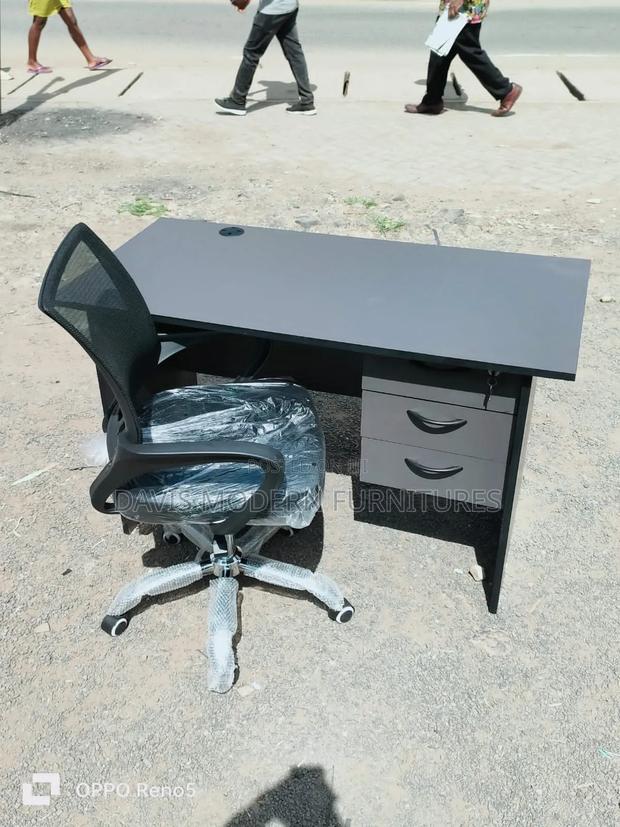 A Black Rectangular Office Desk