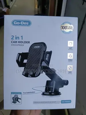 Go Des Gd-Hd693 2-in-1 Car Phone Holder With Extendable Suction Cup.