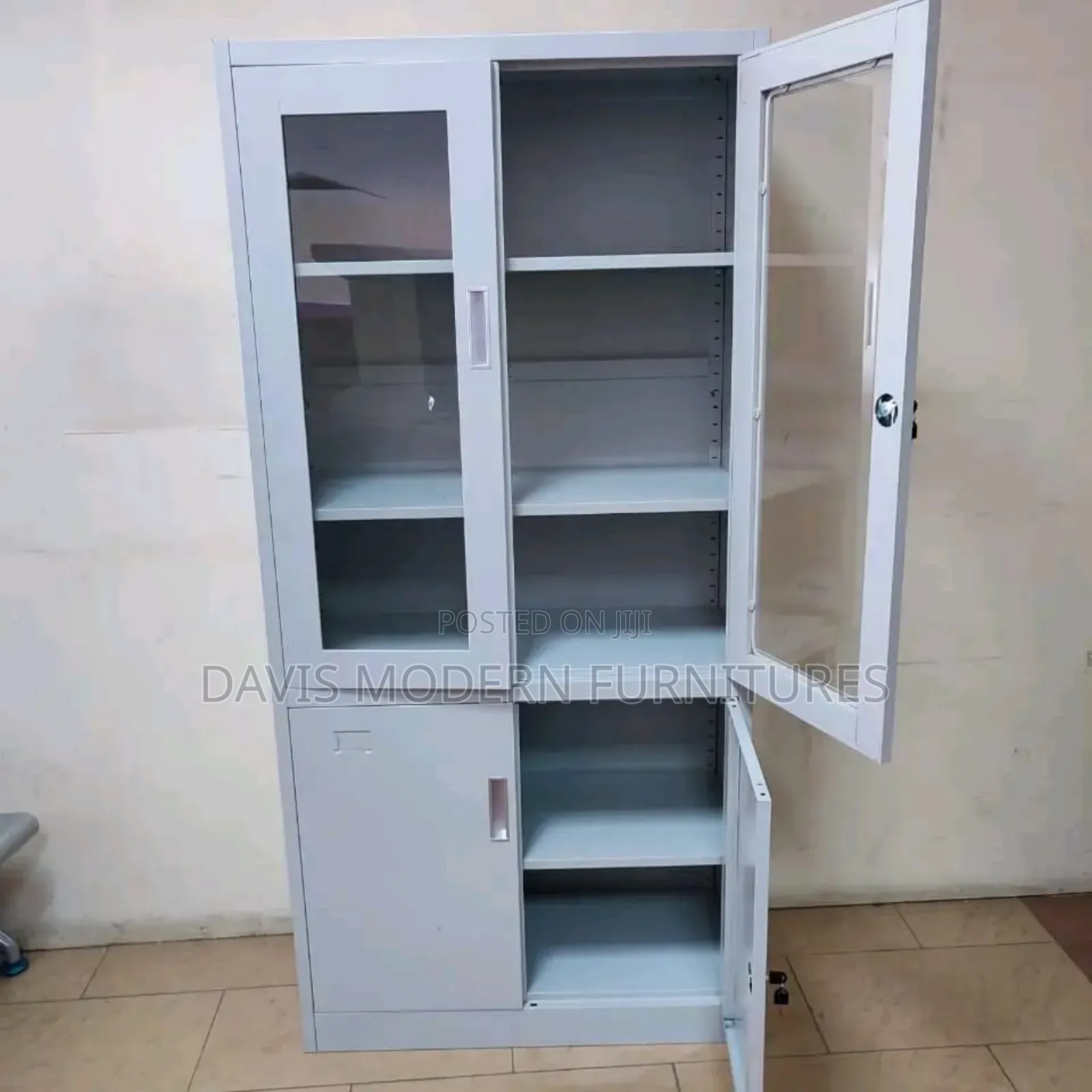 Metal Storage Cabinet With Glass Sliding Door