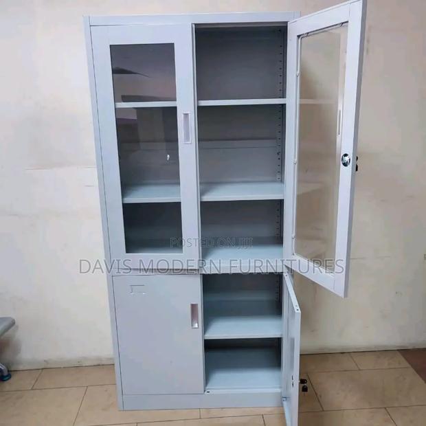 Metal Storage Cabinet With Glass Sliding Door