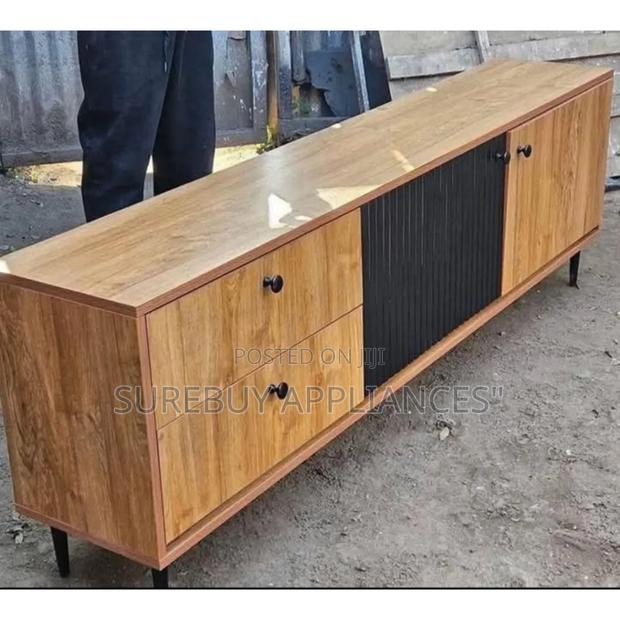 6ft Laminated Modern Executive Tv Stand With Storage Cabinets