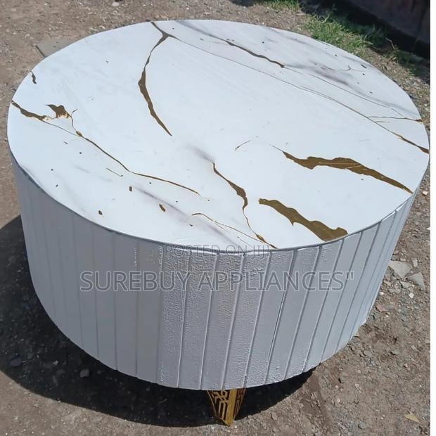 Round Marble-Top Fluted Coffee Table - main view