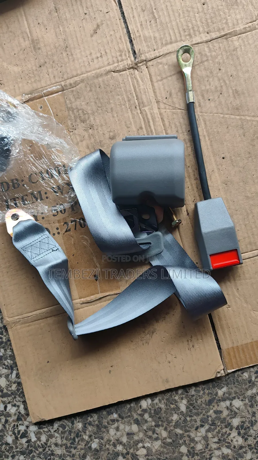 Universal Grey Vehicle Safety Belt Complete