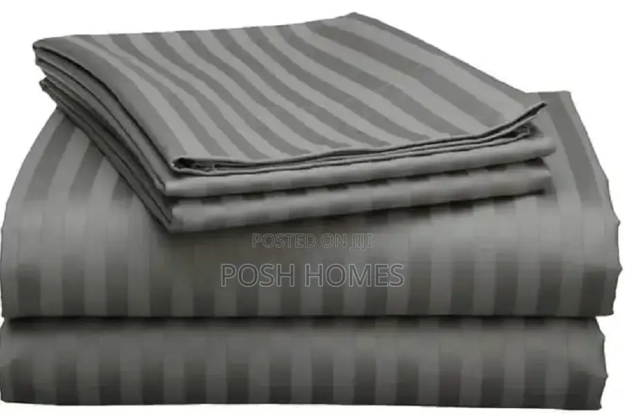 Grey Quality Strippped Bedsheets