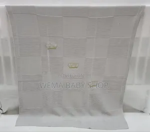 Knitted Baby Christening Shawl Blanket With a Matching Beanie Hat.