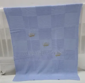 Knitted Baby Christening Shawl Blanket With a Matching Beanie Hat.