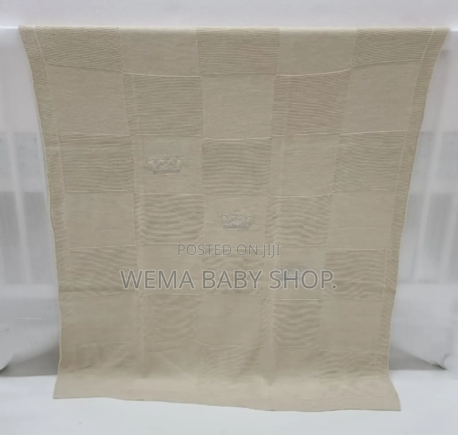 Knitted Baby Christening Shawl Blanket With a Matching Beanie Hat.