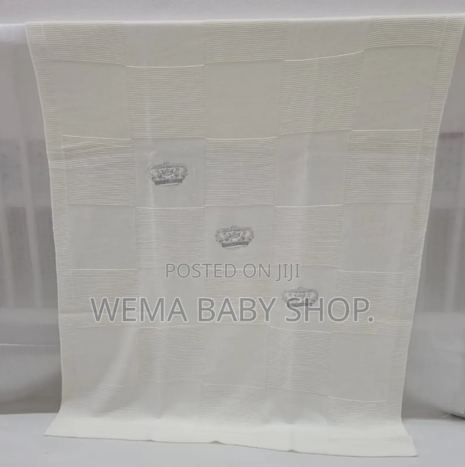 Knitted Baby Christening Shawl Blanket With a Matching Beanie Hat.