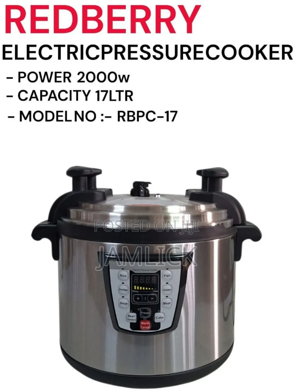 17l Electric Pressure Cooker – Commercial Heavy Duty - Red