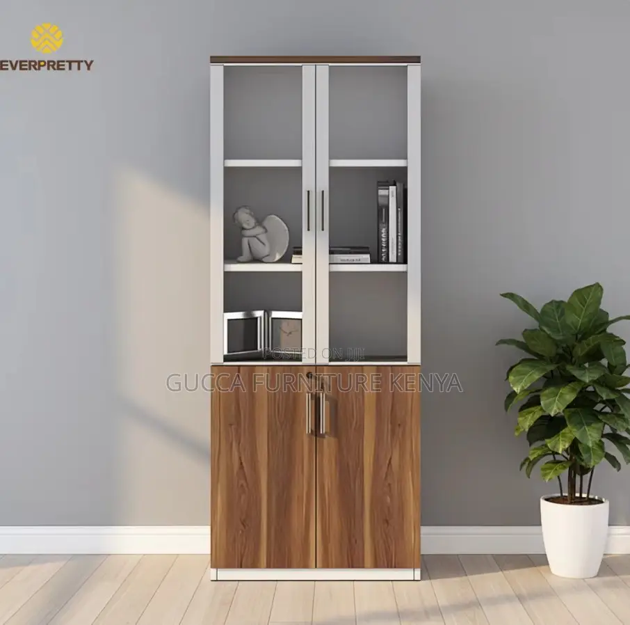 2-Door's Wooden Glass Front Document Cabinet