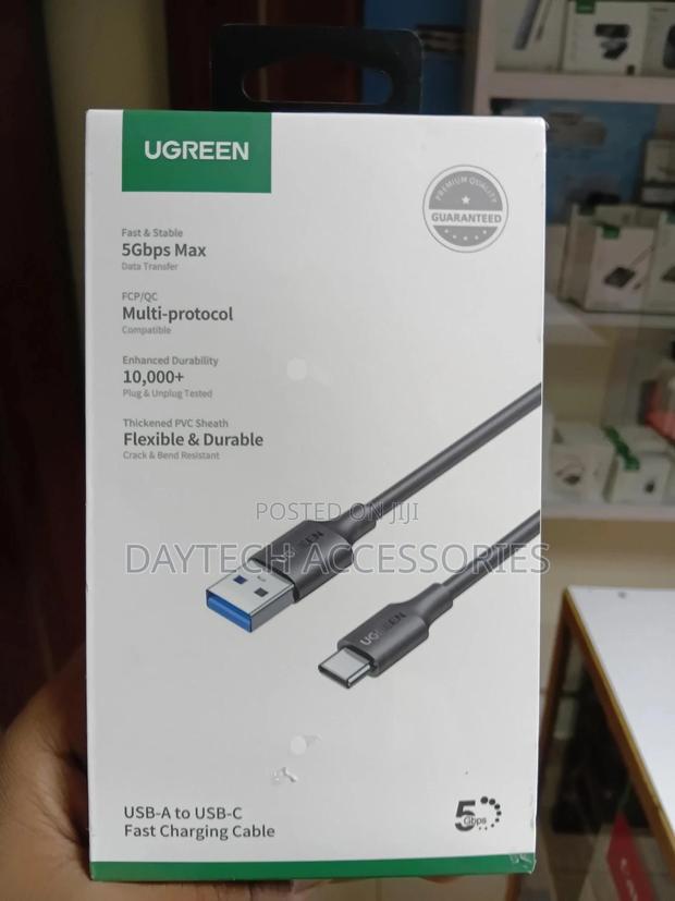 This Is a Ugreen 2m Usb 2.0 to Usb-C Fast Charging Cable - Black - thumbnail 3