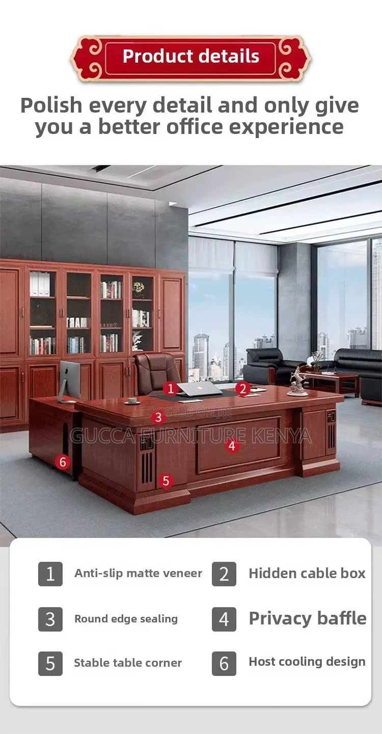 1.8m Mahogany Executive Manager's Desk