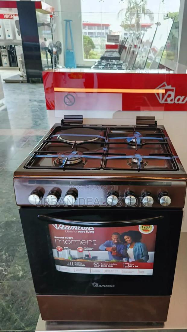 Ramtons Standing Cooker 60×60cm (3g+1e) Electric Oven – Rc 605 Brown