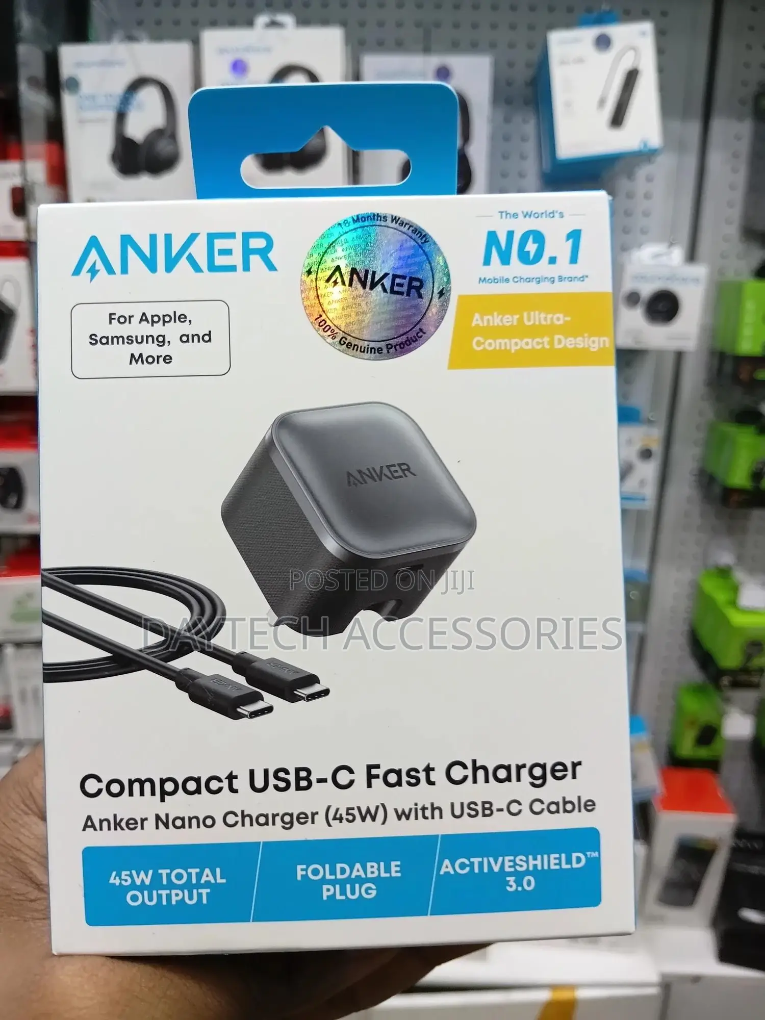 Anker Nano Charger (45w) With Usb-C to Usb-C Cable 1.8m