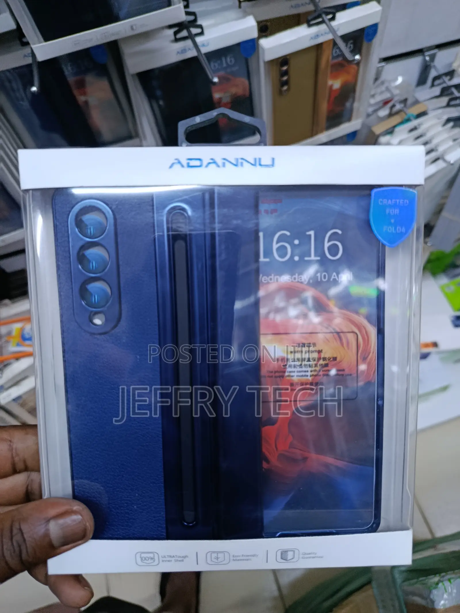 Sifase Blue Leather Case With Stylus Pen Galaxy Z Fold 4