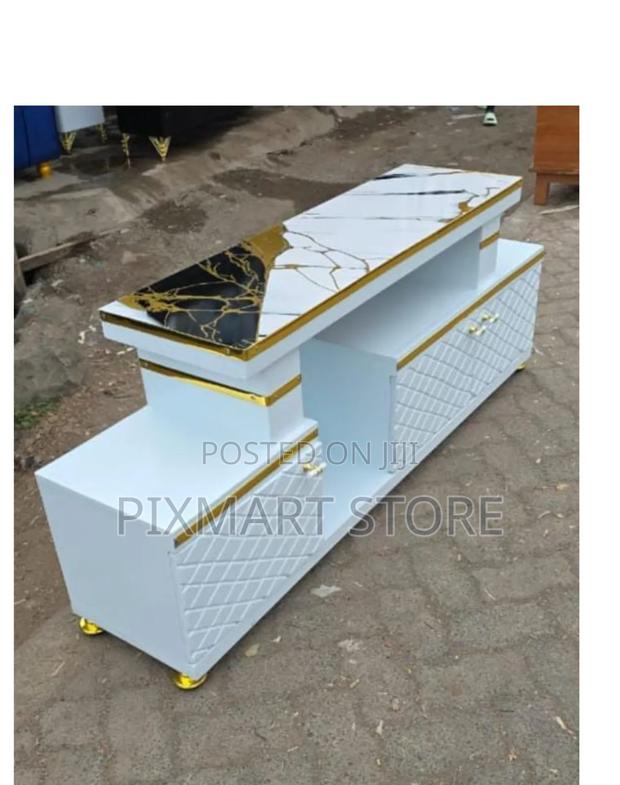 5ft Marble Top Tv Stand With Modern Storage Design - main view