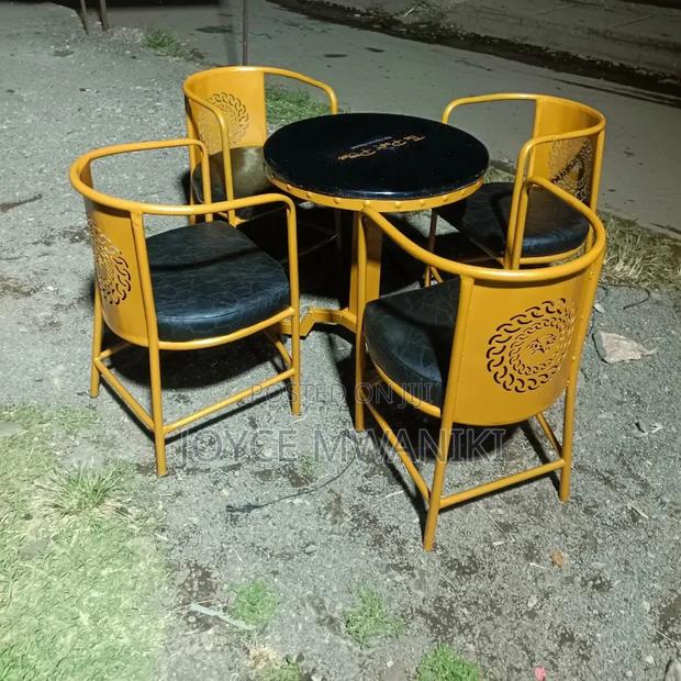 Modern Restaurant or Hotel Set, Powder Coated Chairs and Table