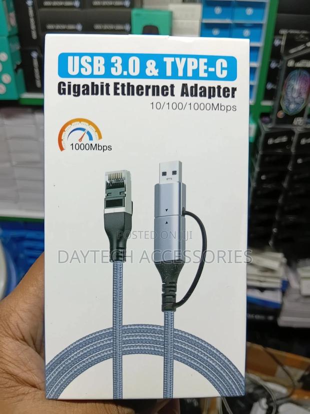 2 in 1 Usb a/Usb C to Ethernet Cable 6.6ft 1.8m - main view