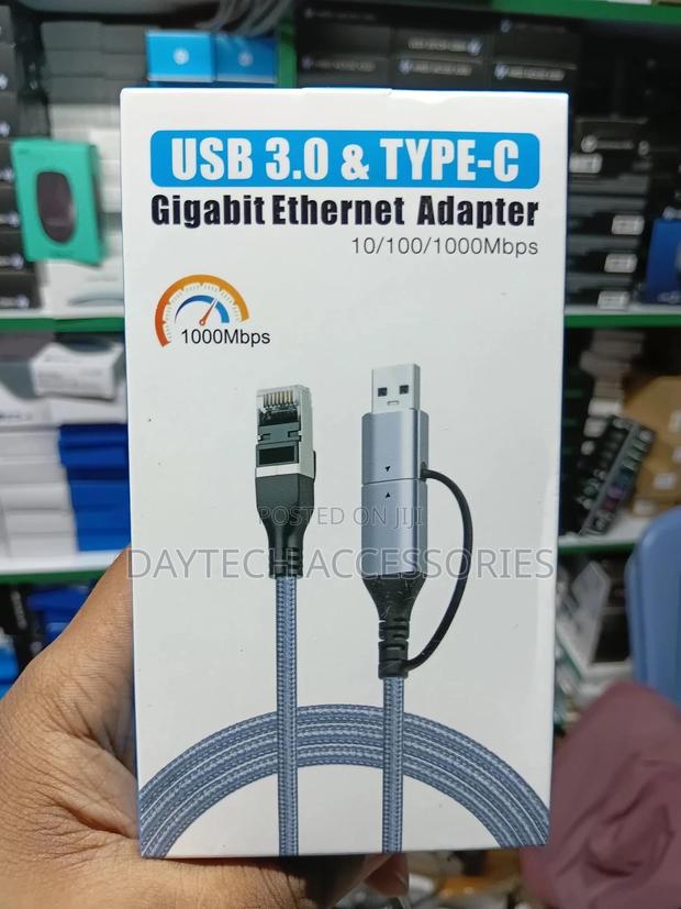 2 in 1 Usb a/Usb C to Ethernet Cable 6.6ft 1.8m - thumbnail 2