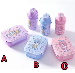 Lunch Box+ a Bottle With Compartment Insides and a Spoon, Folk Chu