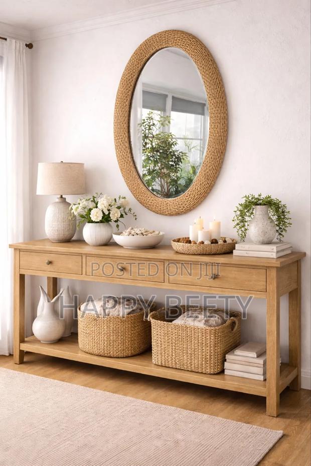 *Big Size Modern Oval Rattan Bamboo Decorative Mirror