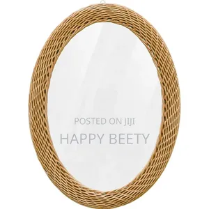 *Big Size Modern Oval Rattan Bamboo Decorative Mirror