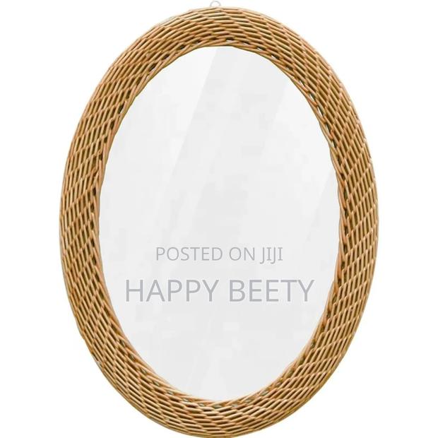 *Big Size Modern Oval Rattan Bamboo Decorative Mirror - thumbnail 4