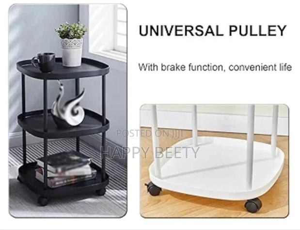 3-Tier Plastic Mobile Side Table With Wheels. - thumbnail 3