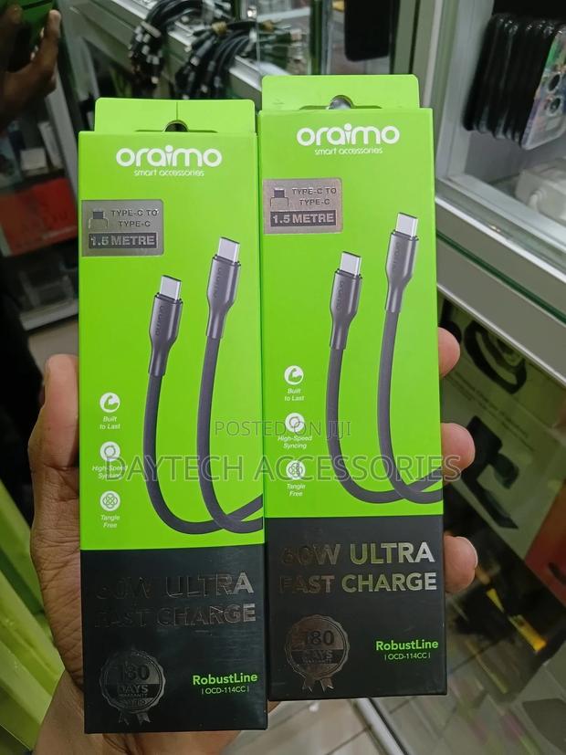 Oraimo Robustline 60w Type-C to Type-C Cable (Model Ocd-114cc). - thumbnail 3