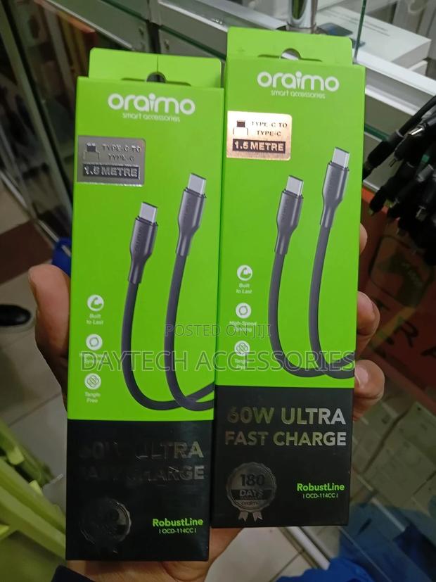 Oraimo 1.5m Usb-C to Usb-C 60w 3a Fast Charging Cable. - thumbnail 2
