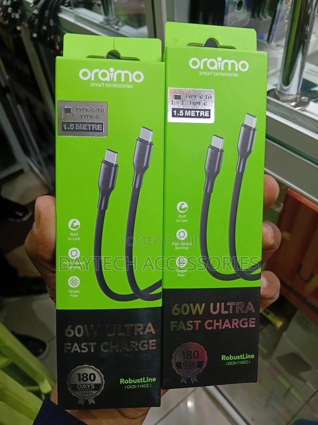Oraimo 1.5m Usb-C to Usb-C 60w 3a Fast Charging Cable. - thumbnail 3