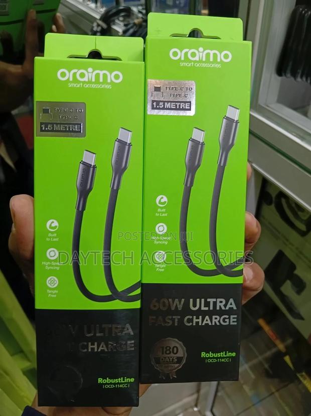 Oraimo Robustline 60w Type C to Type C Ultra Fast Charge Cable