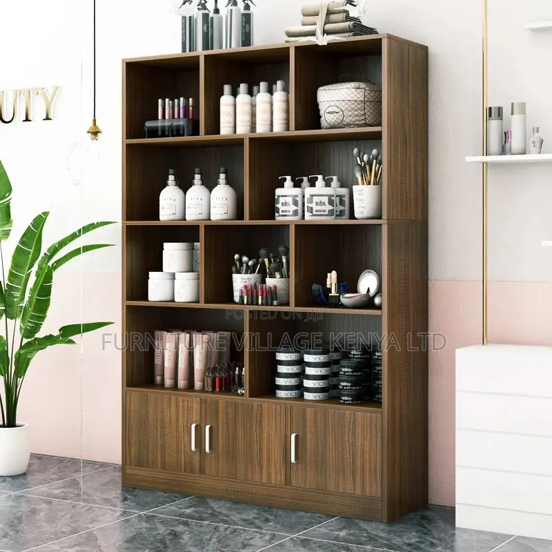 Office Bookcase; 3-Door Wardrobe Cabinet Bookcase Black Walnut