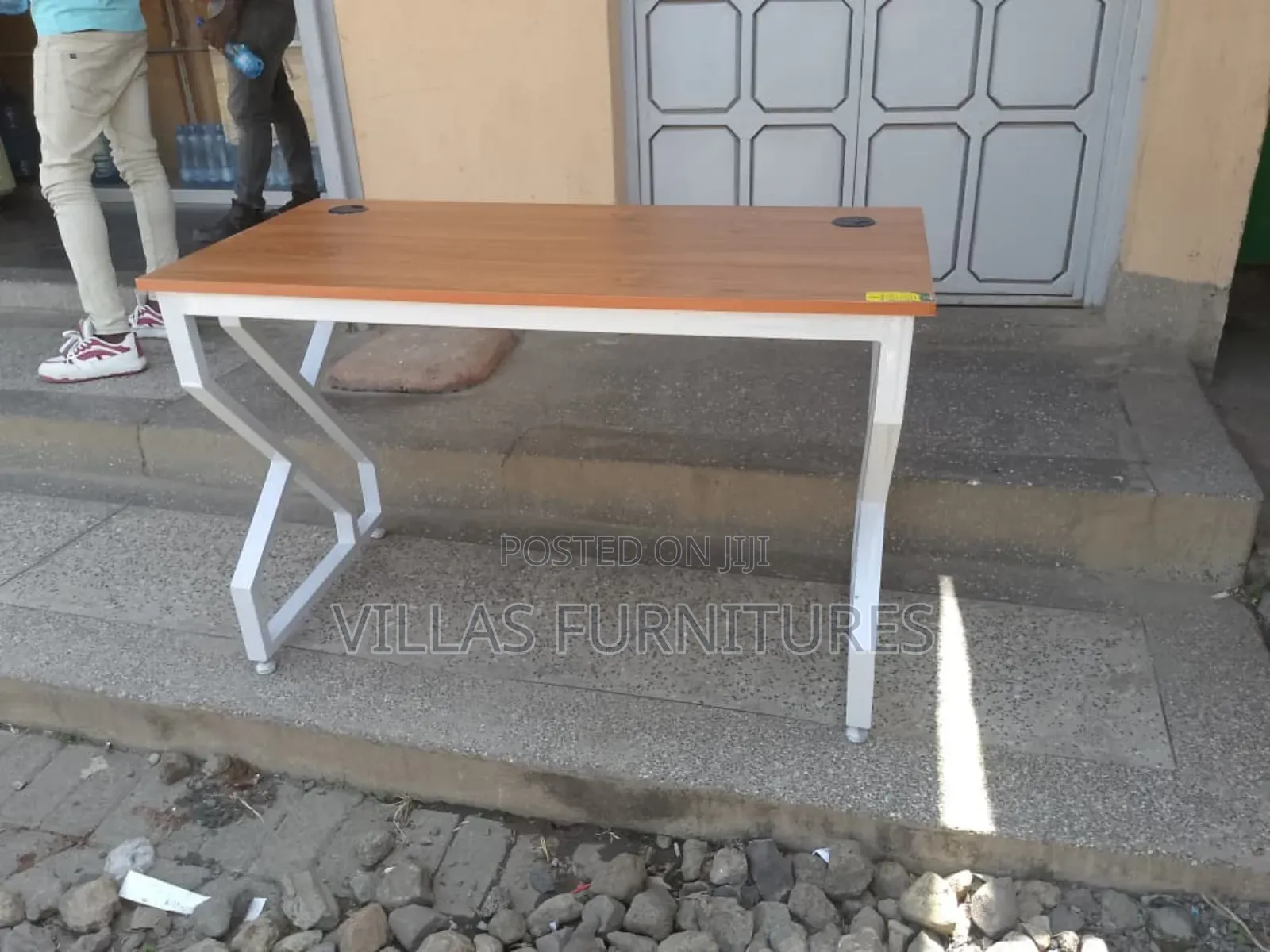 Modern Study Table With Metal Frame Wooden Top