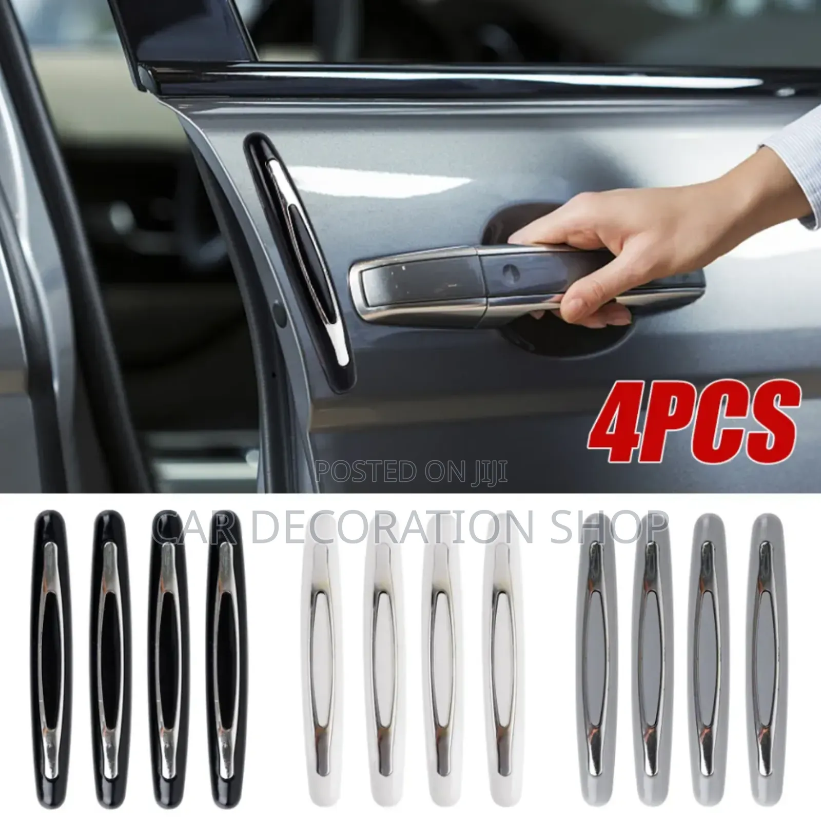 4pcs Car Door Edge Protector in Silver_white or Black