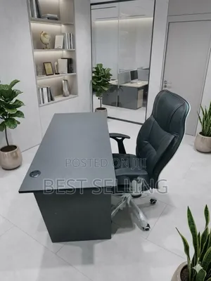 Simple Office Desk and Leathered Chair