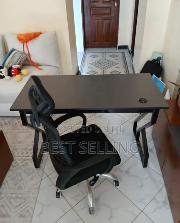All Black Metallic Study Table and Imported Headrest Chair - thumbnail 2