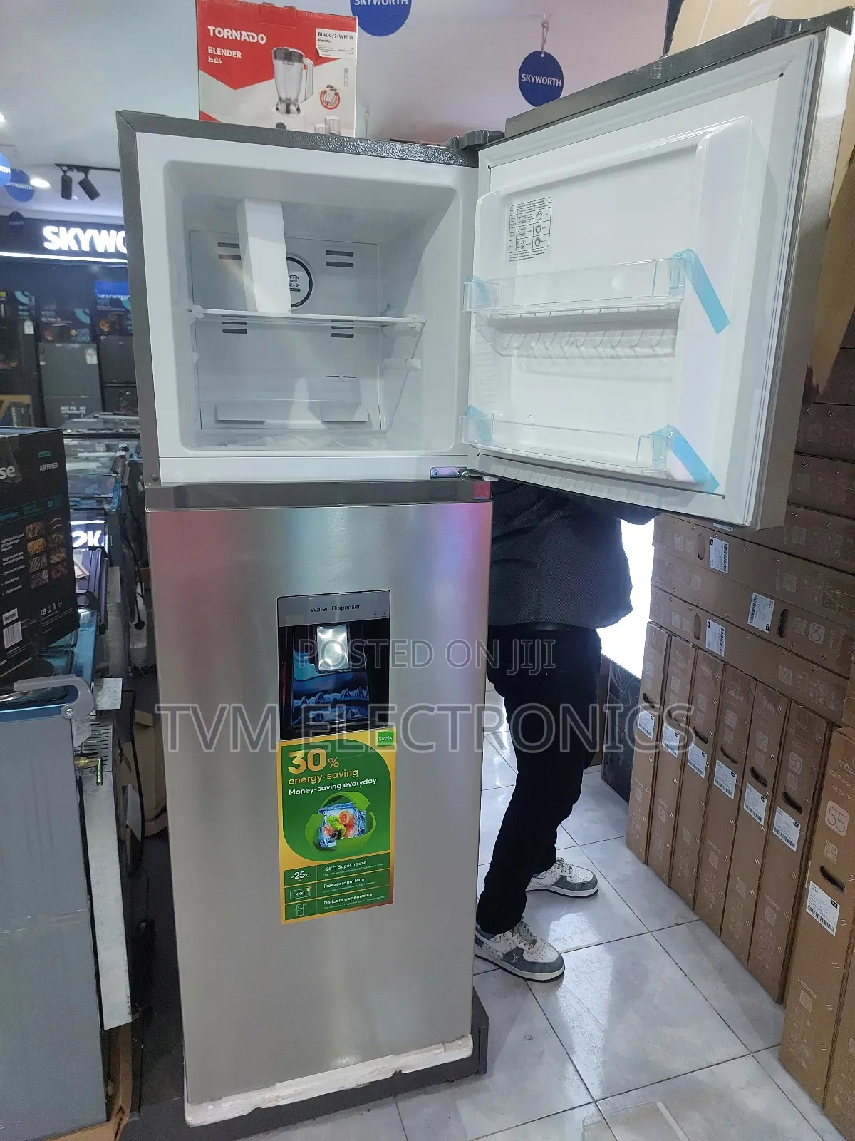 Syinix No Frost Fridge With Water Dispenser Inverter Compressor 257l