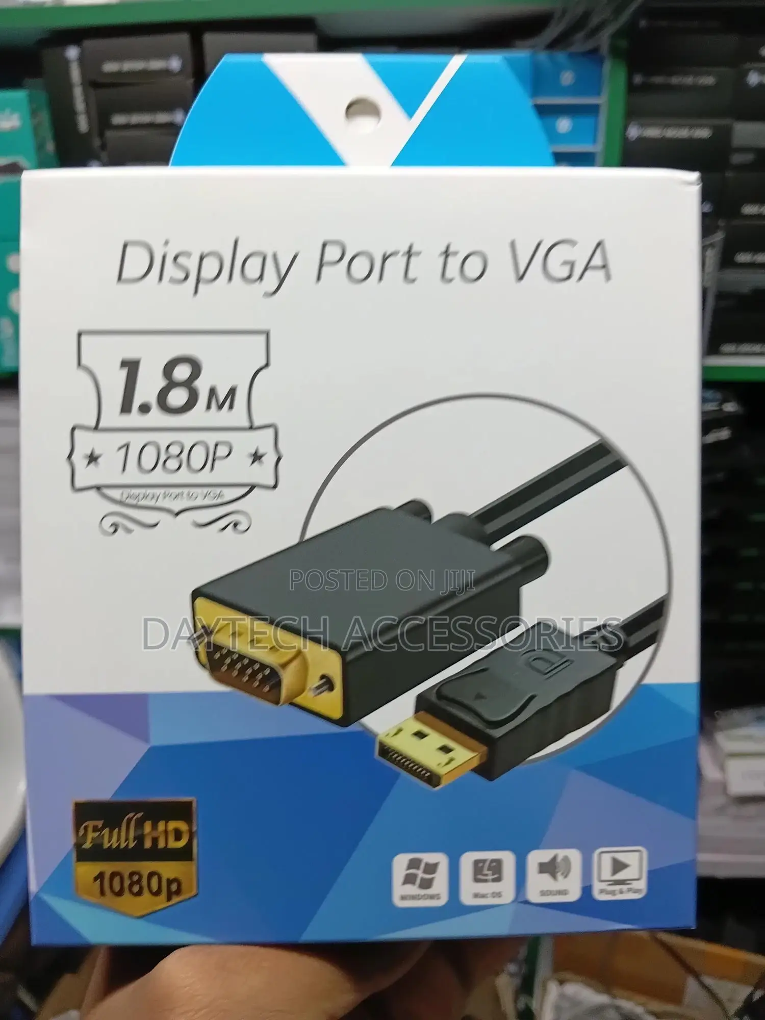 This Is a Displayport to Vga Male Adapter Cable 1.8m