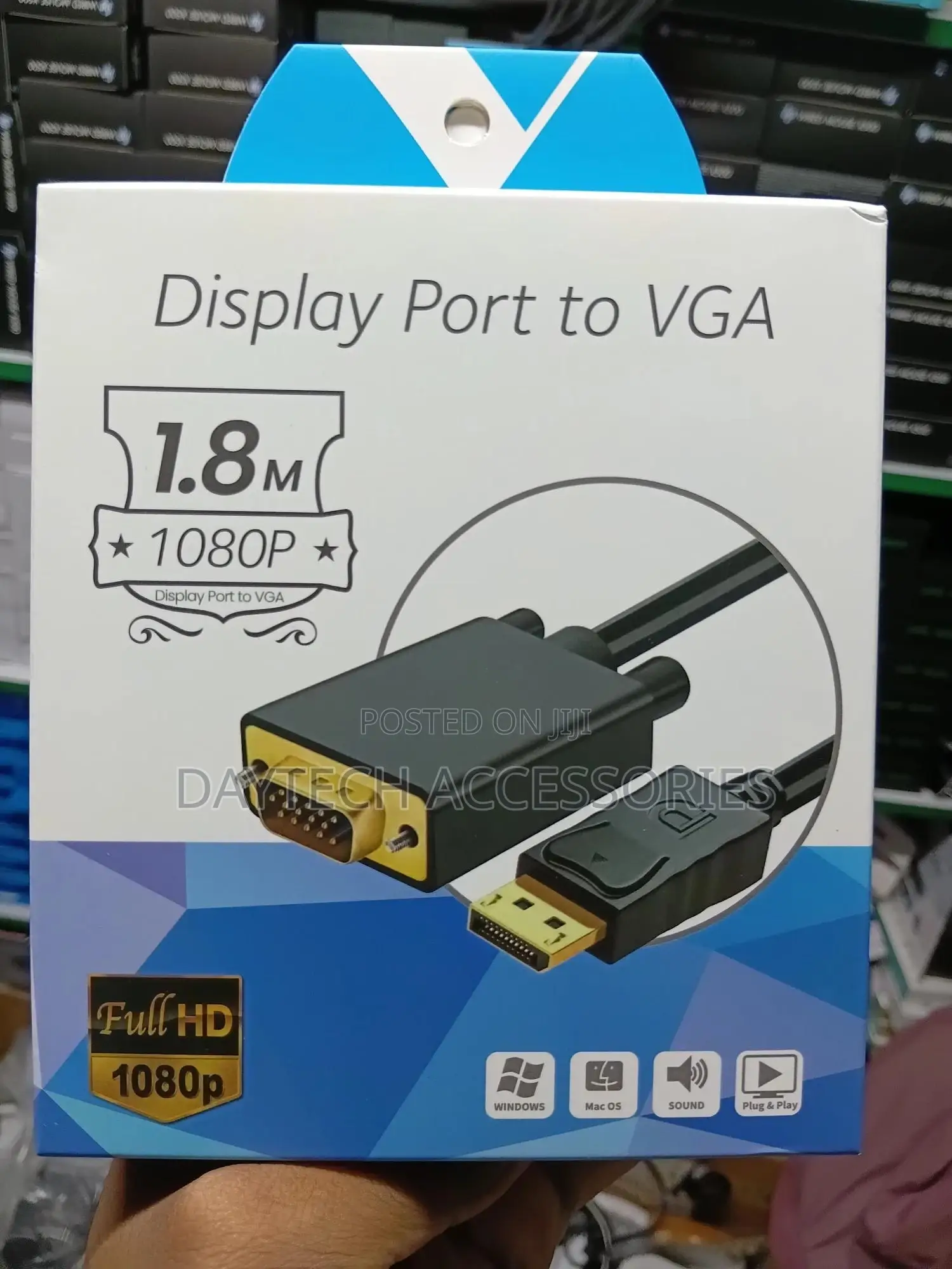 This Is a Displayport to Vga Male Adapter Cable 1.8m