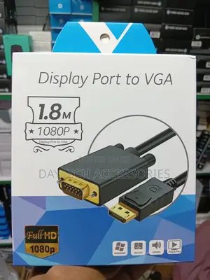 Display Port to Vga Cable for Laptop Monitor/Projector 1.8m
