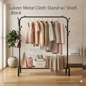 * Single Rail Garment Rack With Side Hooks *