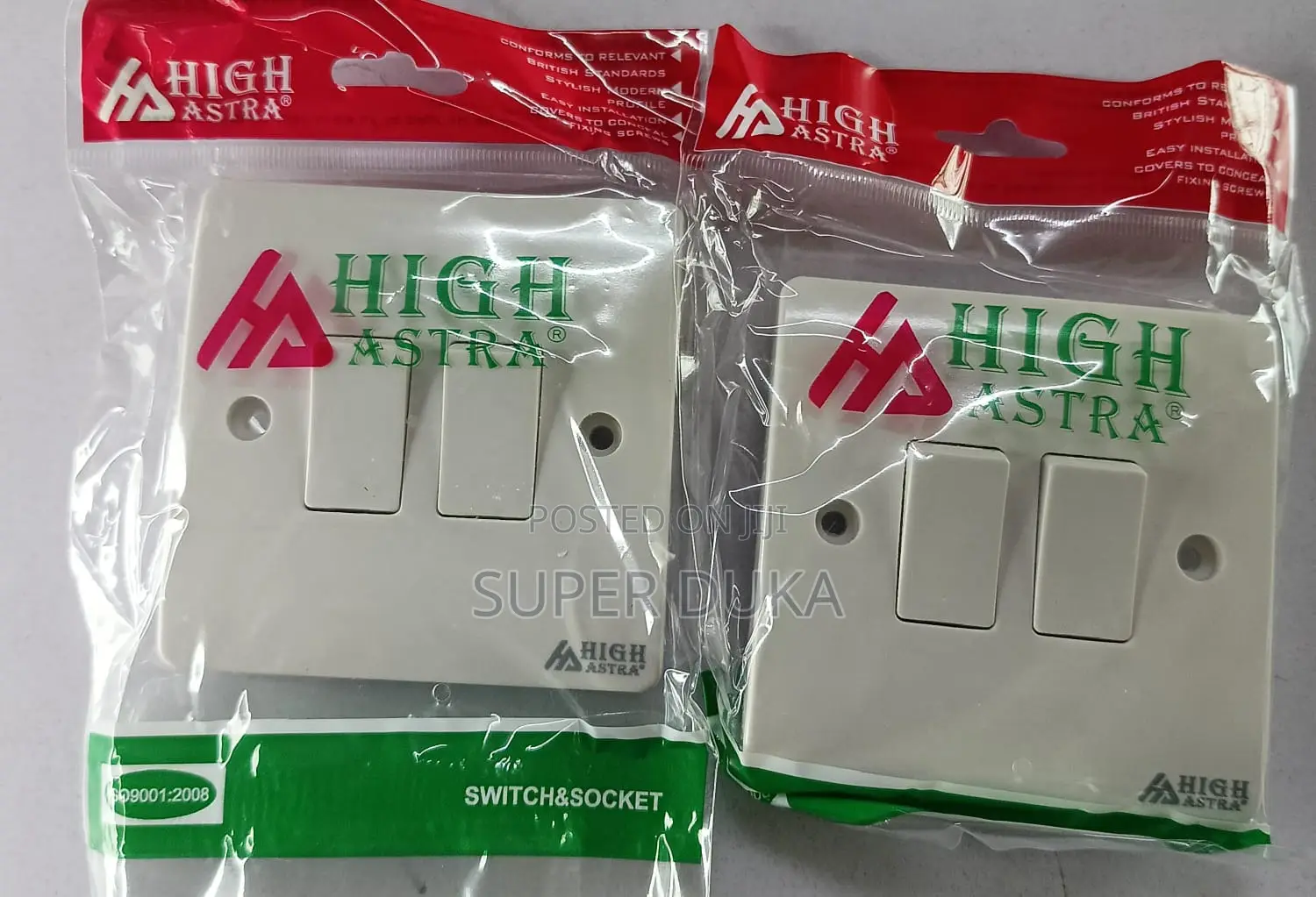 High Astra 2 Gang 2 Way Light Switch - Durable Wall Mounting Switch
