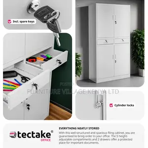 Office Cabinet;4 Door 2 Drawer Light Grey Filing Cabinet