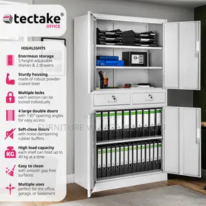 Office Cabinet;4 Door 2 Drawer Light Grey Filing Cabinet