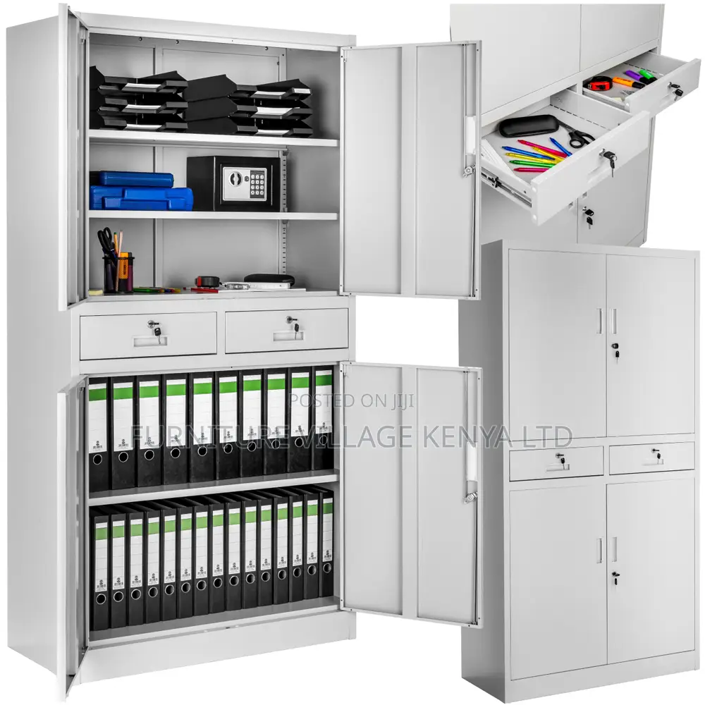 Office Cabinet;4 Door 2 Drawer Light Grey Filing Cabinet