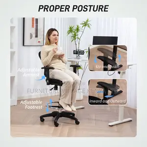 Office Chair; Black High Back Counter Office Chair