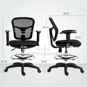 Office Chair; Black High Back Counter Office Chair