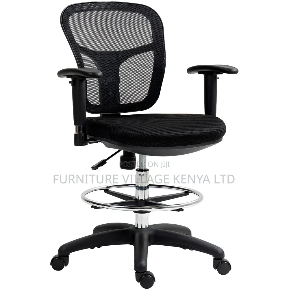 Office Chair; Black High Back Counter Office Chair