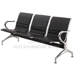 3-Seater Leather Padded Waiting Guest Bench